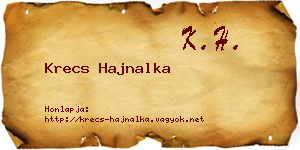 Krecs Hajnalka névjegykártya
